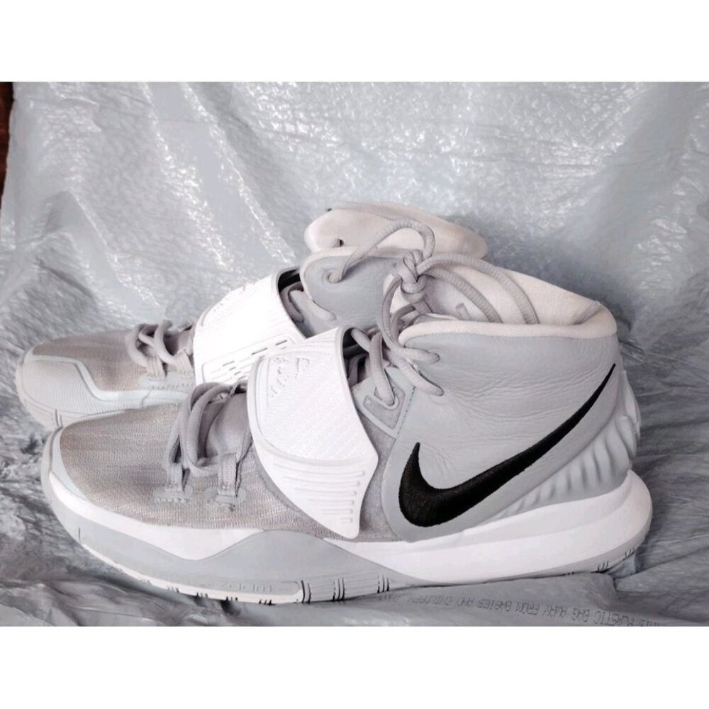 Nike Men's Kyrie Irving 6 Team Wolf Grey White Black Size 8.5 (CW4142-003)